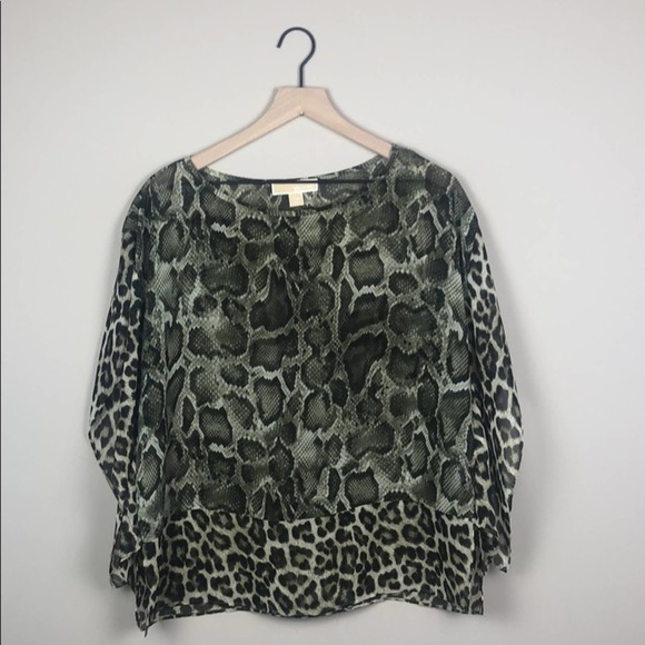 Michael Kors Sheer Snakeskin Leopard Top (S/M) - Picture 1 of 6